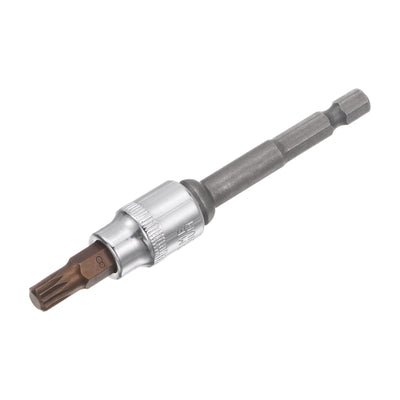 Harfington Uxcell M8 Spline Bit Socket, 3/8" Drive 1.89" Length W Hex Shank Power Drill Adapter