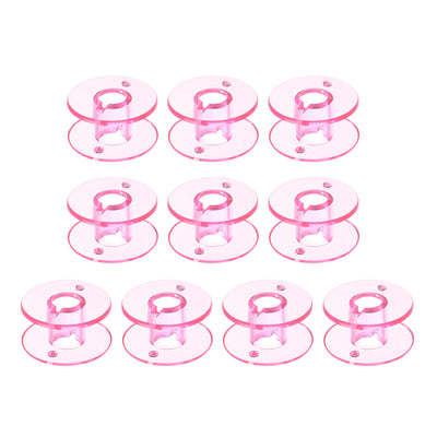 Harfington 100pcs Plastic Bobbins Standard Sizes for Multi-function Sewing Machine, Pink
