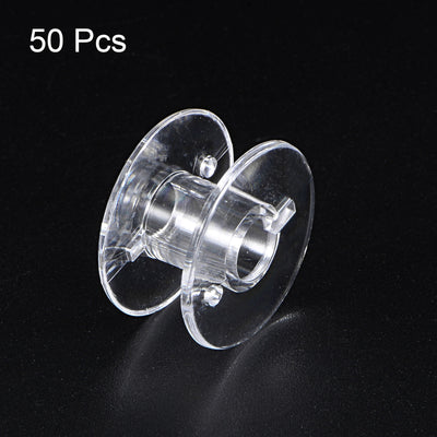 Harfington 50pcs Plastic Bobbins Standard Sizes for Multi-function Sewing Machine, Clear