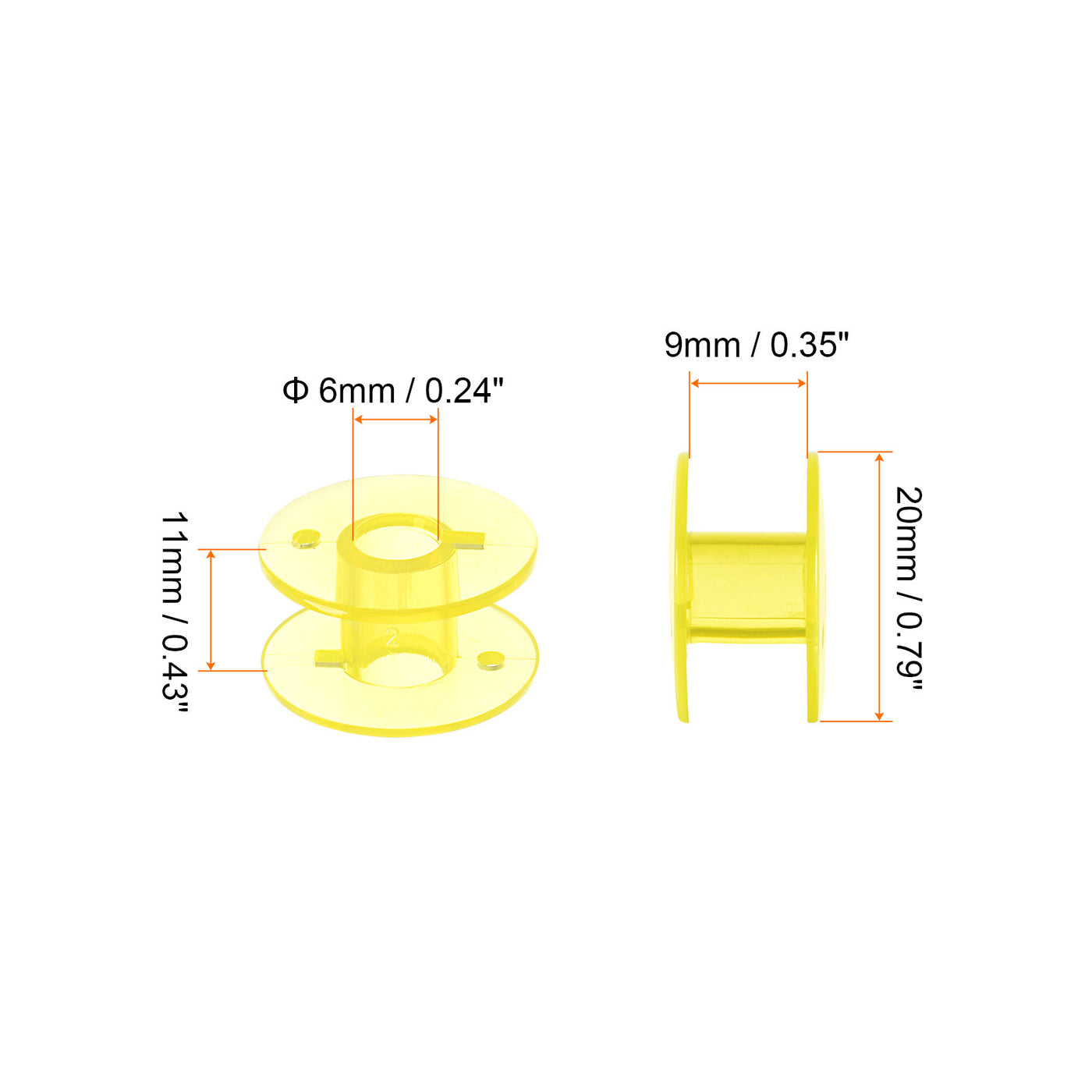 Harfington 100pcs Plastic Bobbins Standard Sizes for Multi-function Sewing Machine, Yellow