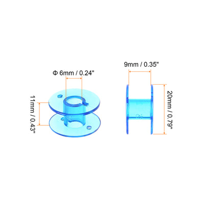 Harfington 50pcs Plastic Bobbins Standard Sizes for Multi-function Sewing Machine, Blue