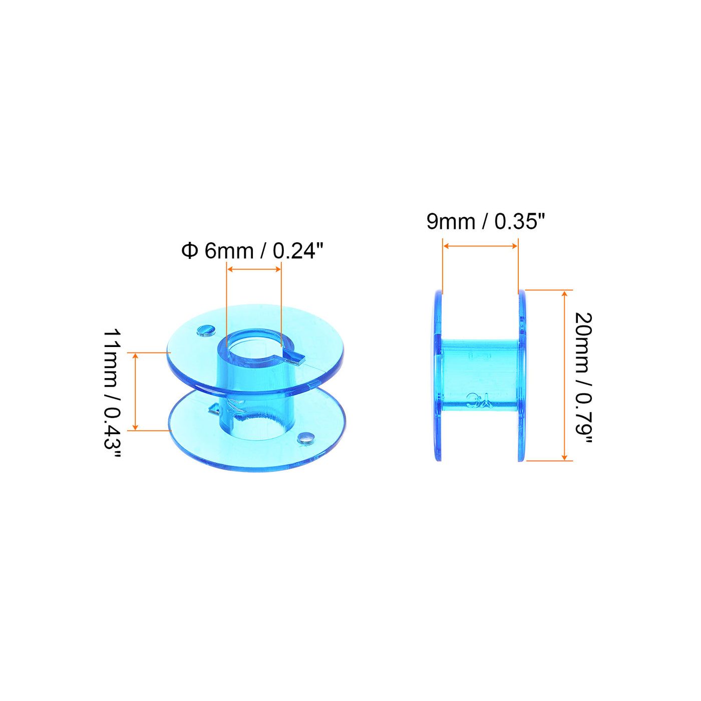 Harfington 100pcs Plastic Bobbins Standard Sizes for Multi-function Sewing Machine, Blue