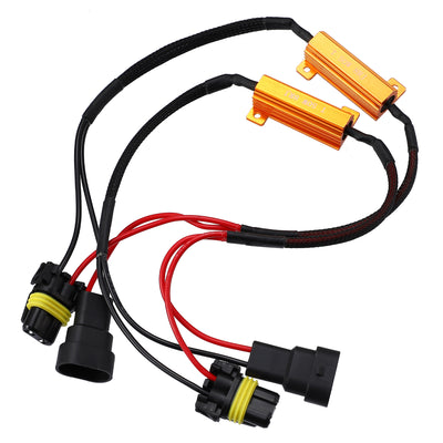 X AUTOHAUX 2pcs HB4 9006 9005 9145 H10 DC 12V 50W 6 Ohm Error Free Load Resistor Wiring Harness Adapters Decoder for LED Headlight Daytime Running Light