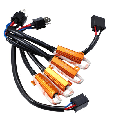 X AUTOHAUX 2pcs H4 9003 HB2 DC 12V 50W 88 Ohm Error Free Load Resistor Wiring Harness Adapters Decoder for LED Headlight High Low Beam