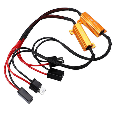 X AUTOHAUX 2pcs H7 DC 12V 50W 8 Ohm Error Free Load Resistor Wiring Harness Adapters Decoder for LED Headlight High Low Beam