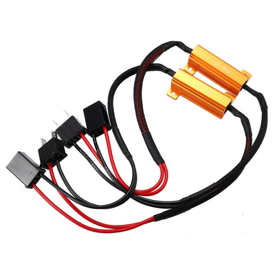 X AUTOHAUX 2 Pcs H7 DC 12V 50W 8 Ohm Error Free Load Resistor Wiring Harness Adapters Decoder for LED Headlight High Low Beam