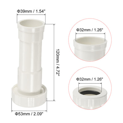 Harfington Flanged Tailpiece, PVC Plastic Direct Connect Tube for Kitchen Bathroom Tubular Drain Pipe Connections