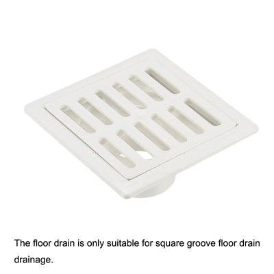 Harfington Square Floor Drain, Insert-in PVC Shower Drain with Hair Strainer Removable Cover for Bathroom Kitchen Remodel