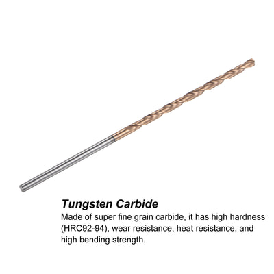 Harfington Uxcell 3mm Dia 100mm Length Titanium Coated K35 Tungsten Carbide Twist Drill Bit
