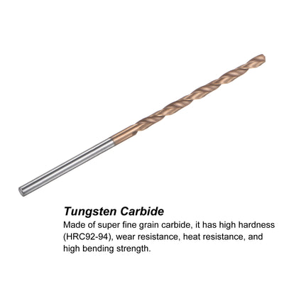 Harfington Uxcell 3.7mm Dia 100mm Length Titanium Coated K35 Tungsten Carbide Twist Drill Bit