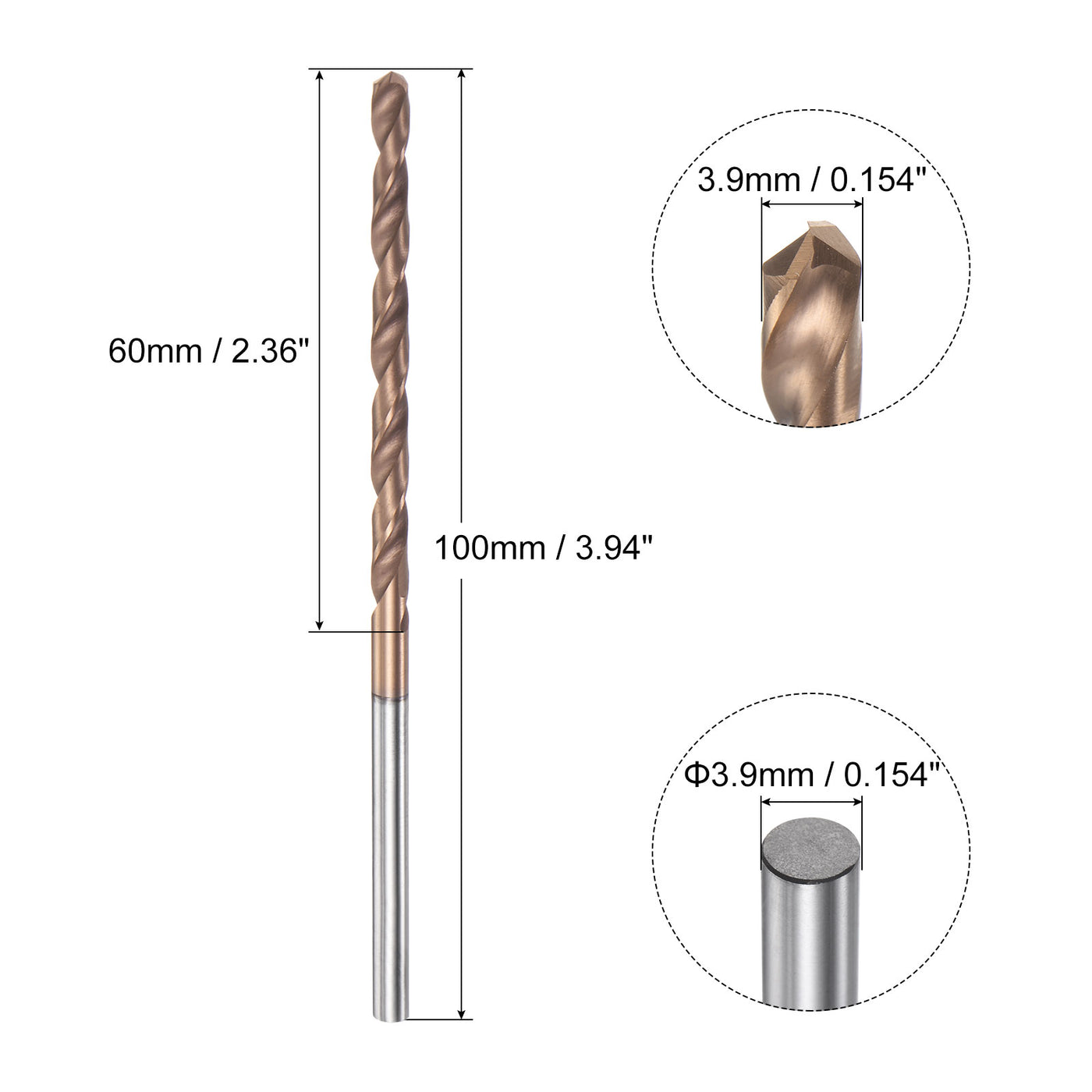 uxcell Uxcell 3.9mm Dia 100mm Length Titanium Coated K35 Tungsten Carbide Twist Drill Bit