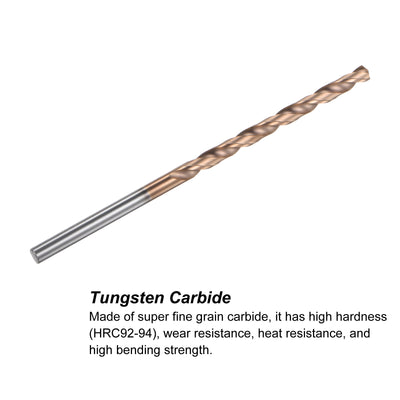 Harfington Uxcell 4.3mm Dia 100mm Length Titanium Coated K35 Tungsten Carbide Twist Drill Bit