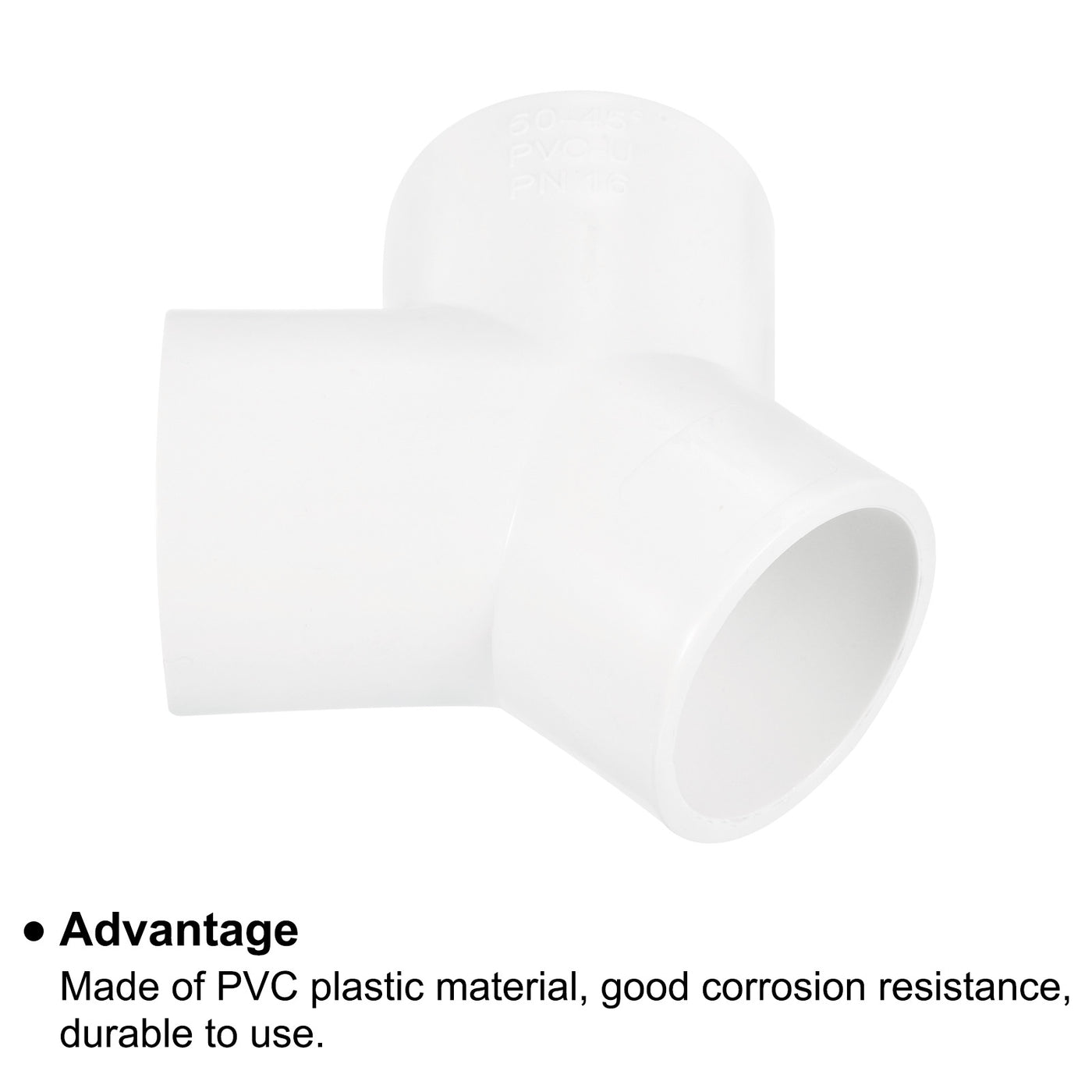Harfington 50mm PVC Pipe Fittings 3 Way Y Shape Water Joint Connectors Adapters