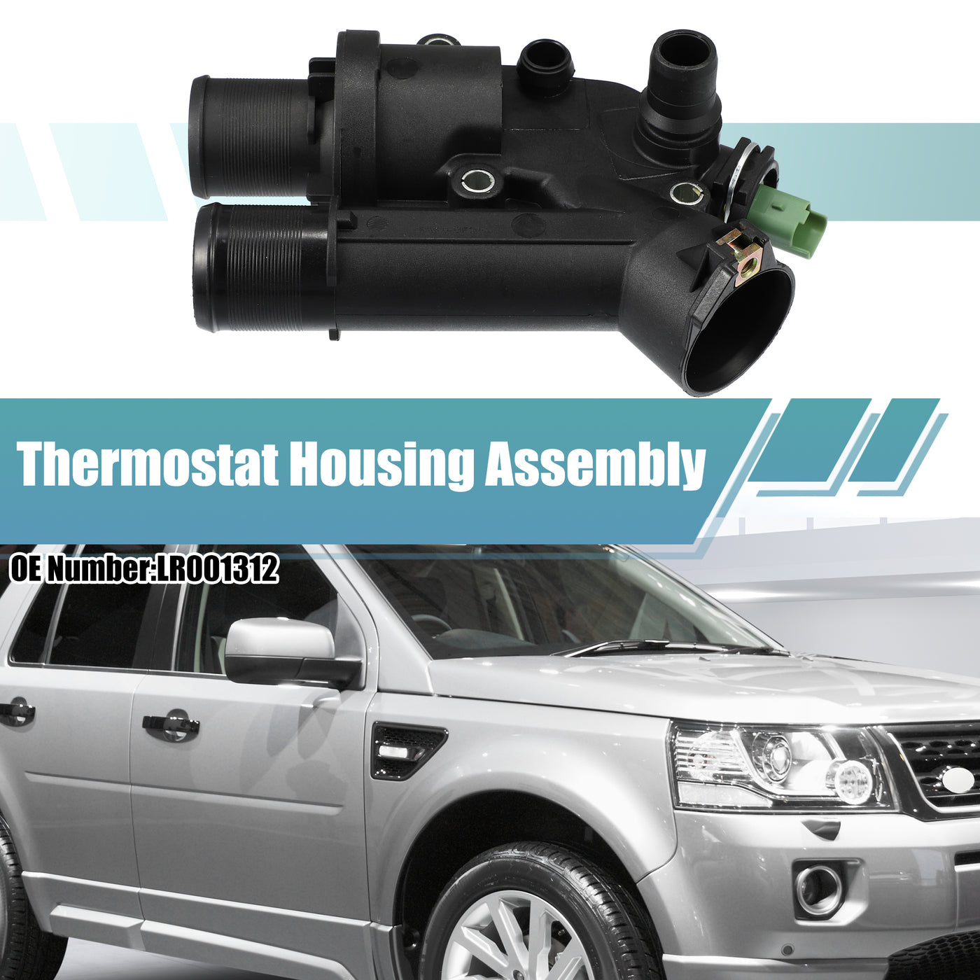 X AUTOHAUX LR001312 Engine Coolant Thermostat Housing Assembly for Land Rover Freelander Discovery Sport Evoque