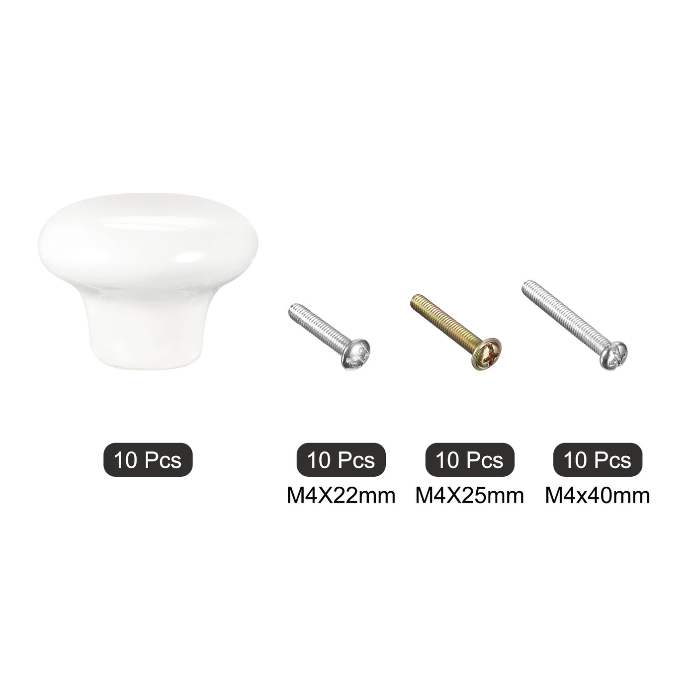 uxcell Uxcell Ceramic Drawer Knobs 10pcs Mushroom Shape Pulls 0.94"x1.26" for Dresser(White)