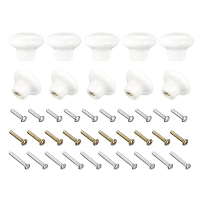 Harfington Uxcell Ceramic Drawer Knobs 10pcs Mushroom Shape Pulls 0.94"x1.26" for Dresser(White)