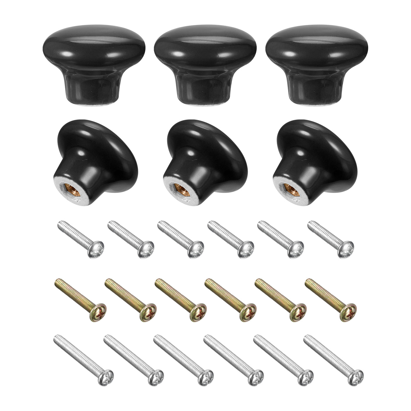 uxcell Uxcell Ceramic Drawer Knobs 6pcs Mushroom Shape Pulls 0.94"x1.26" for Dresser(Black)