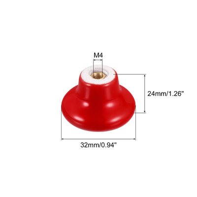 Harfington Uxcell Ceramic Drawer Knobs 6pcs Mushroom Shape Pulls 0.94"x1.26" for Dresser(Red)