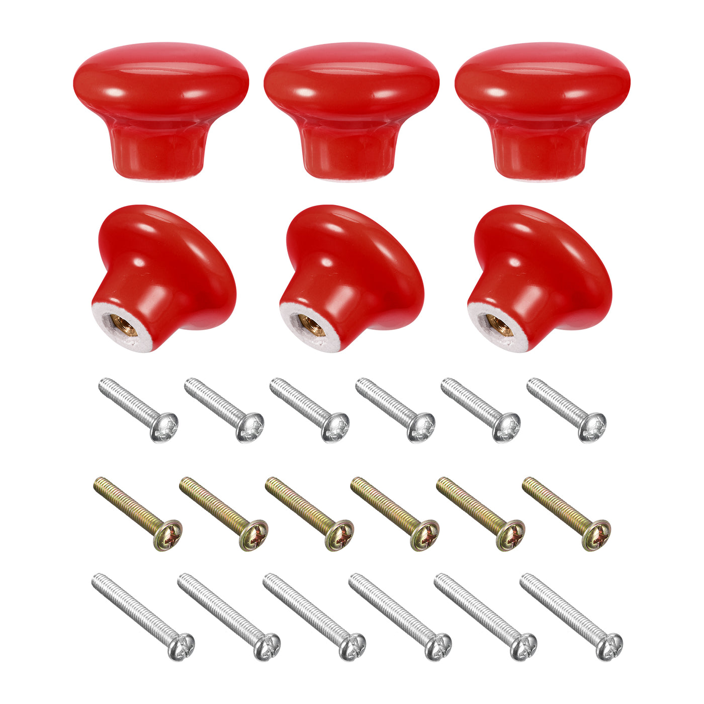 uxcell Uxcell Ceramic Drawer Knobs 6pcs Mushroom Shape Pulls 0.94"x1.26" for Dresser(Red)