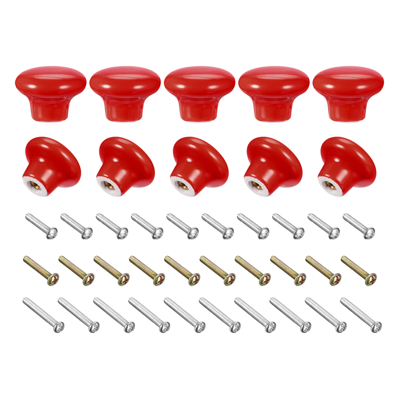 uxcell Uxcell Ceramic Drawer Knobs 15pcs Mushroom Shape Pulls 0.94"x1.26" for Dresser(Red)