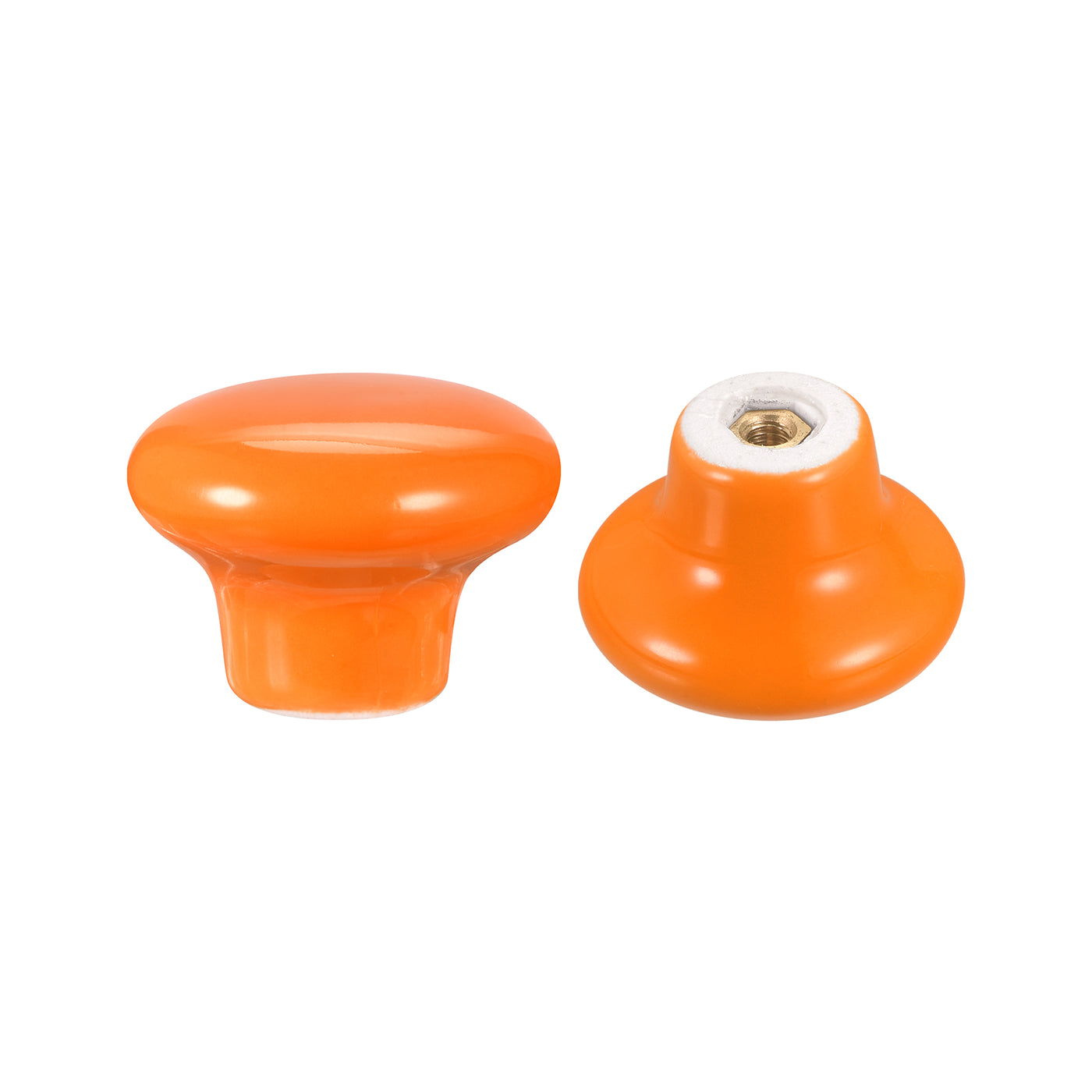 uxcell Uxcell Ceramic Drawer Knobs 6pcs Mushroom Shape Pulls 0.94"x1.26" for Dresser(Orange)