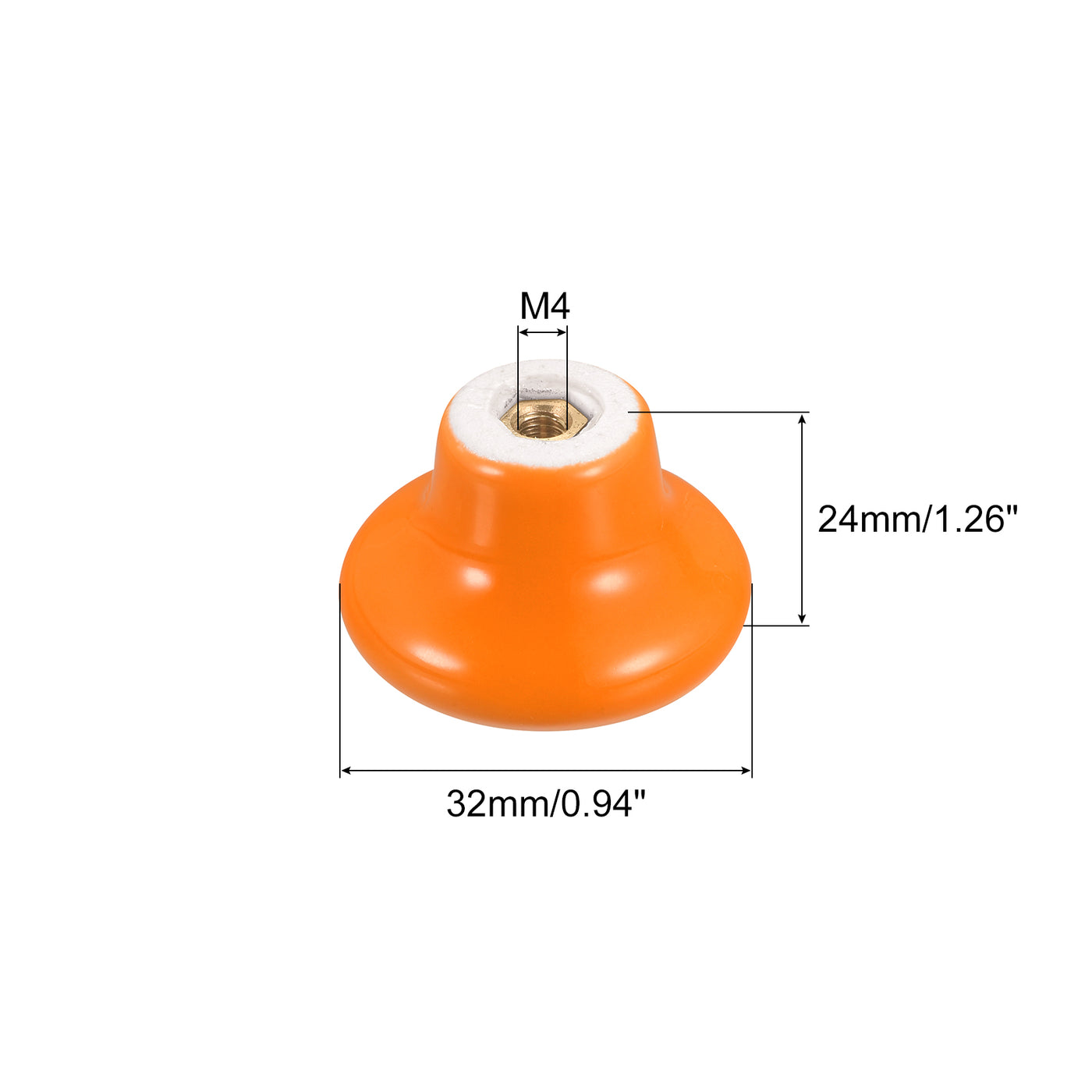 uxcell Uxcell Ceramic Drawer Knobs 15pcs Mushroom Shape Pulls 0.94"x1.26" for Dresser(Orange)