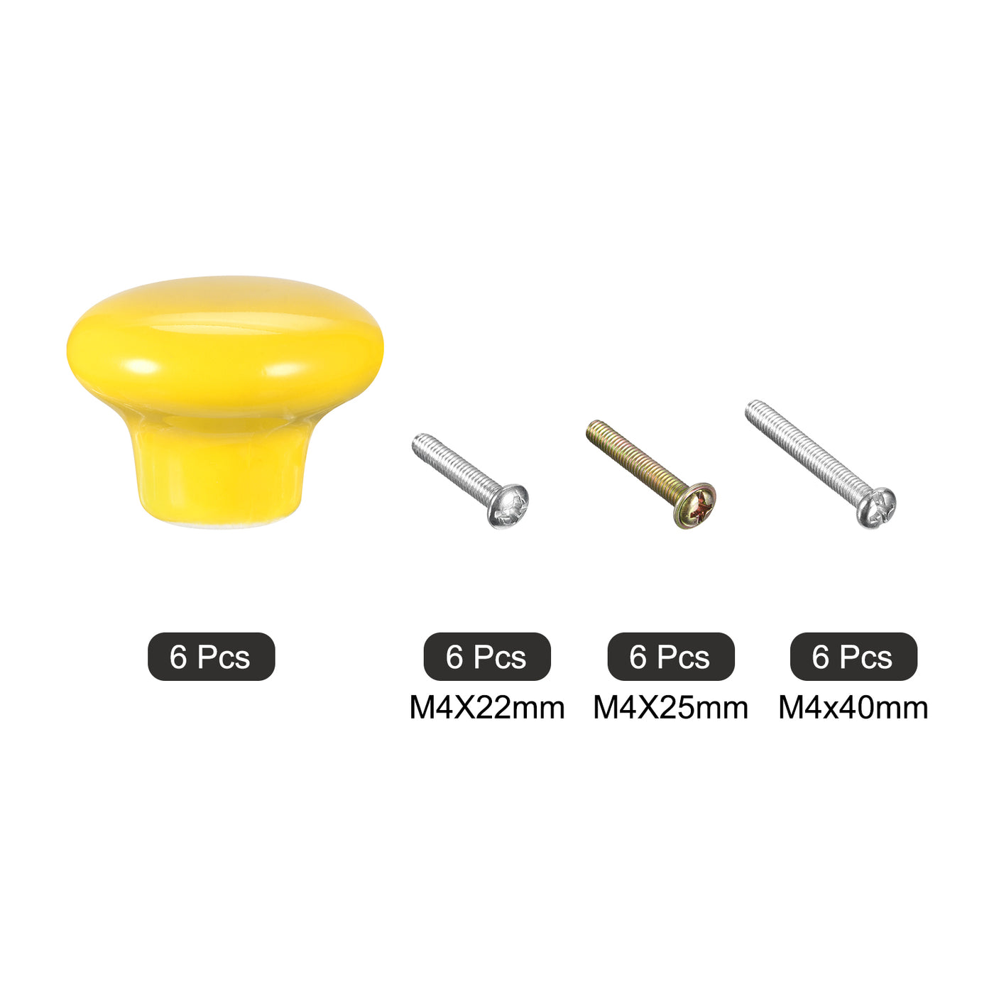 uxcell Uxcell Ceramic Drawer Knobs 6pcs Mushroom Shape Pulls 0.94"x1.26" for Dresser(Yellow)