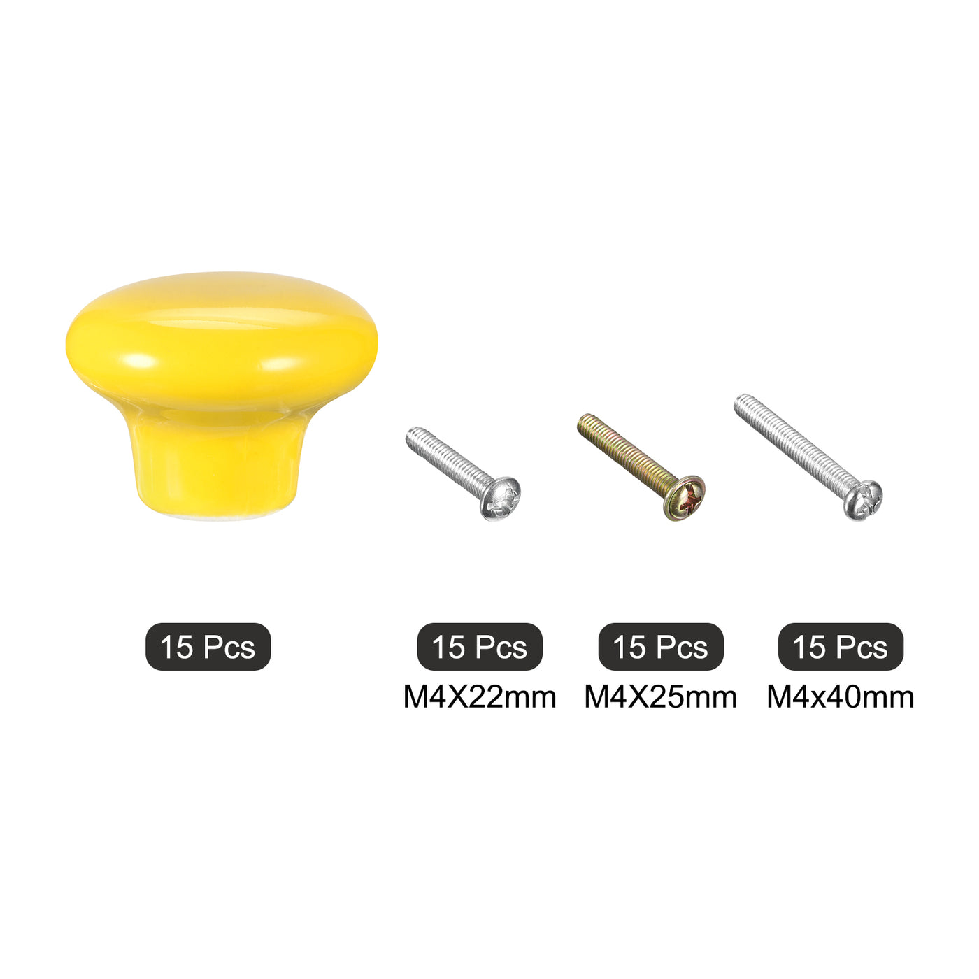 uxcell Uxcell Ceramic Drawer Knobs 15pcs Mushroom Shape Pulls 0.94"x1.26" for Dresser(Yellow)