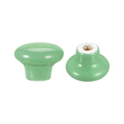 Harfington Uxcell Ceramic Drawer Knobs 6pcs Mushroom Shape Pulls 0.94"x1.26" for Dresser(Green)