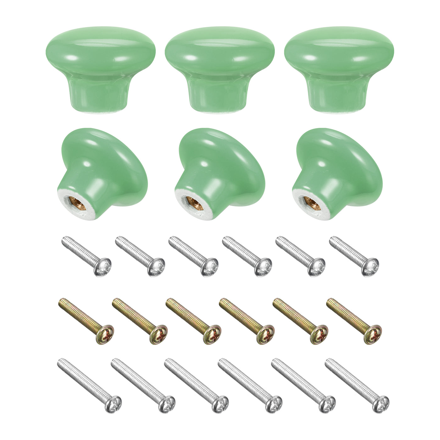 uxcell Uxcell Ceramic Drawer Knobs 6pcs Mushroom Shape Pulls 0.94"x1.26" for Dresser(Green)