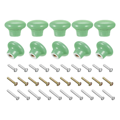 Harfington Uxcell Ceramic Drawer Knobs 10pcs Mushroom Shape Pulls 0.94"x1.26" for Dresser(Green)