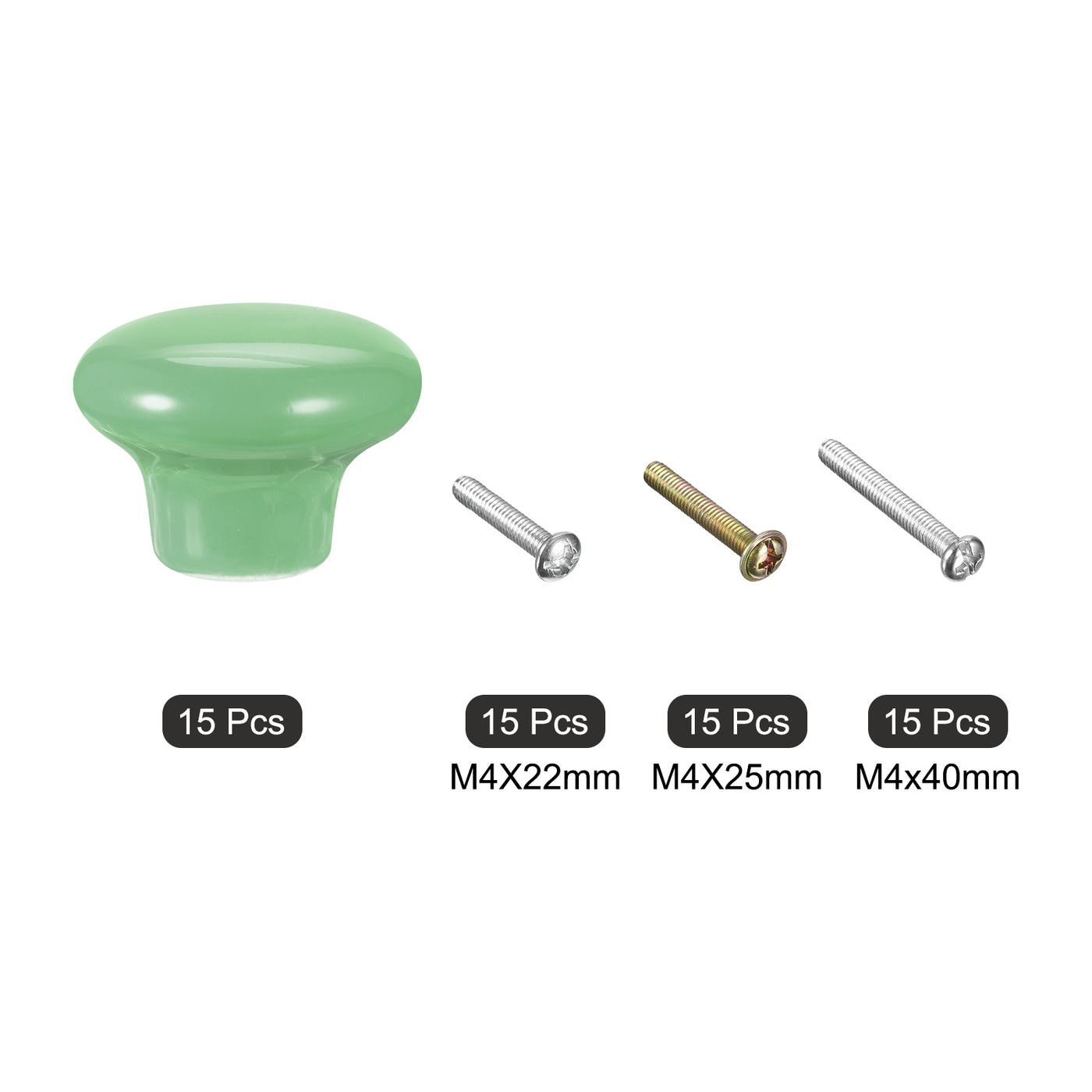 uxcell Uxcell Ceramic Drawer Knobs 15pcs Mushroom Shape Pulls 0.94"x1.26" for Dresser(Green)