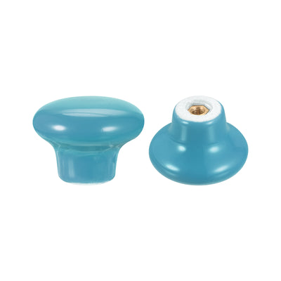 Harfington Uxcell Ceramic Drawer Knobs 15pcs Mushroom Shape Pulls 0.94"x1.26" for Dresser(Blue)