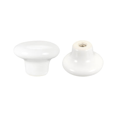 Harfington Uxcell Ceramic Drawer Knobs 6pcs Mushroom Shape Pulls 1.1"x1.5" for Dresser(White)