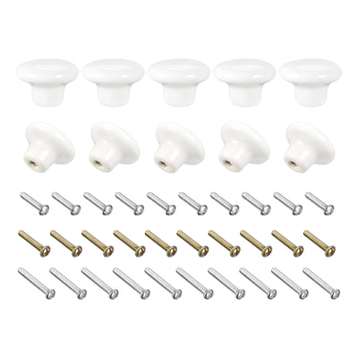 Harfington Uxcell Ceramic Drawer Knobs 10pcs Mushroom Shape Pulls 1.1"x1.5" for Dresser(White)