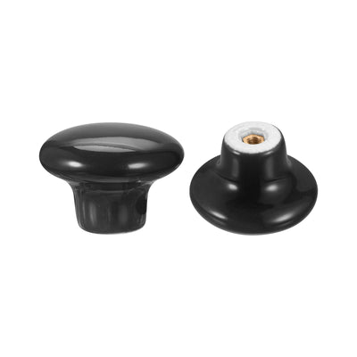 Harfington Uxcell Ceramic Drawer Knobs 10pcs Mushroom Shape Pulls 1.1"x1.5" for Dresser(Black)
