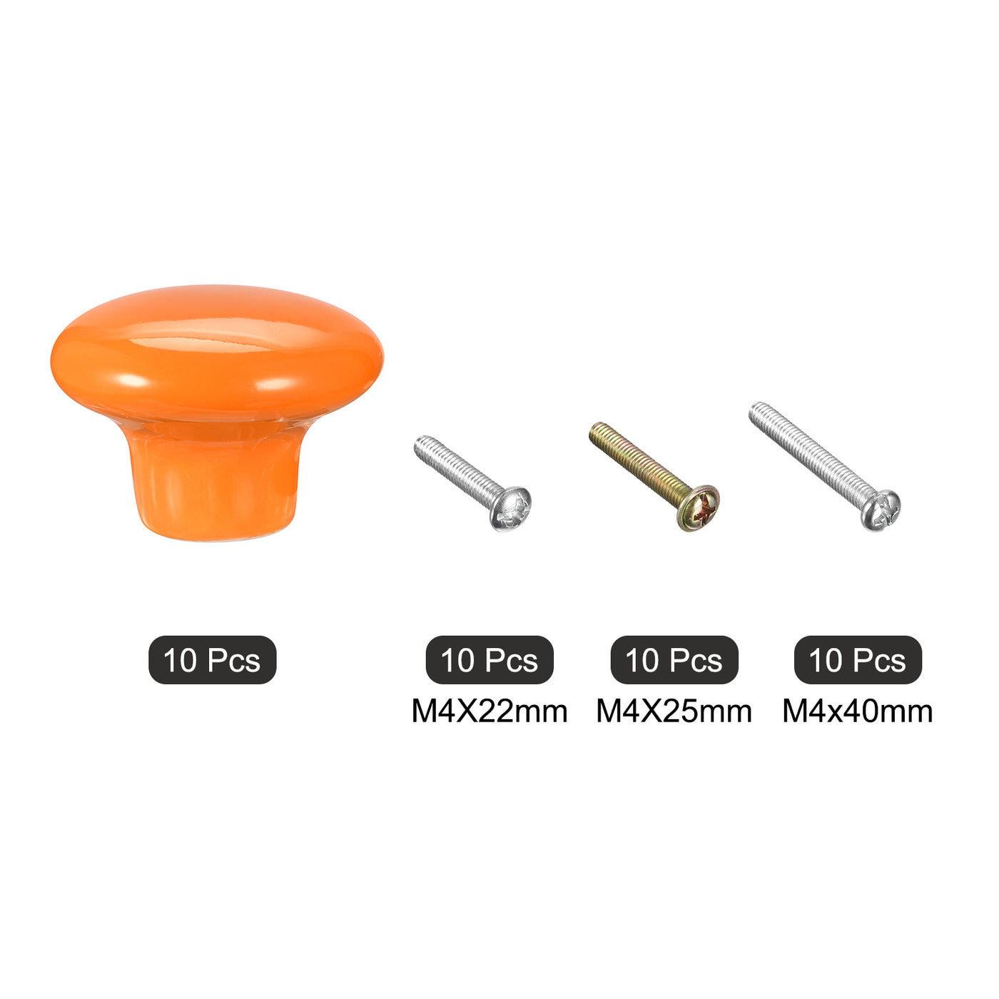 uxcell Uxcell Ceramic Drawer Knobs 10pcs Mushroom Shape Pulls 1.1"x1.5" for Dresser(Orange)