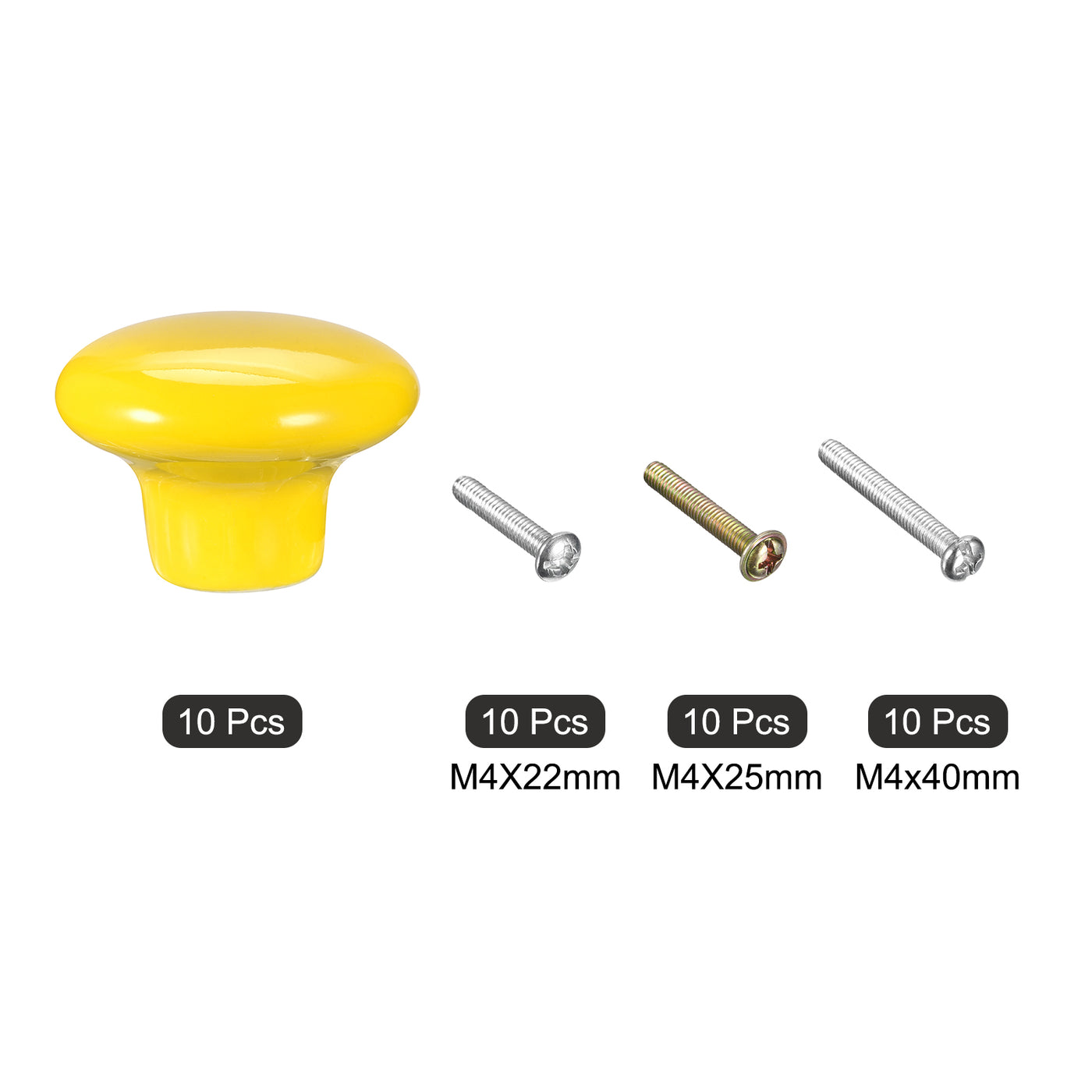 uxcell Uxcell Ceramic Drawer Knobs 10pcs Mushroom Shape Pulls 1.1"x1.5" for Dresser(Yellow)