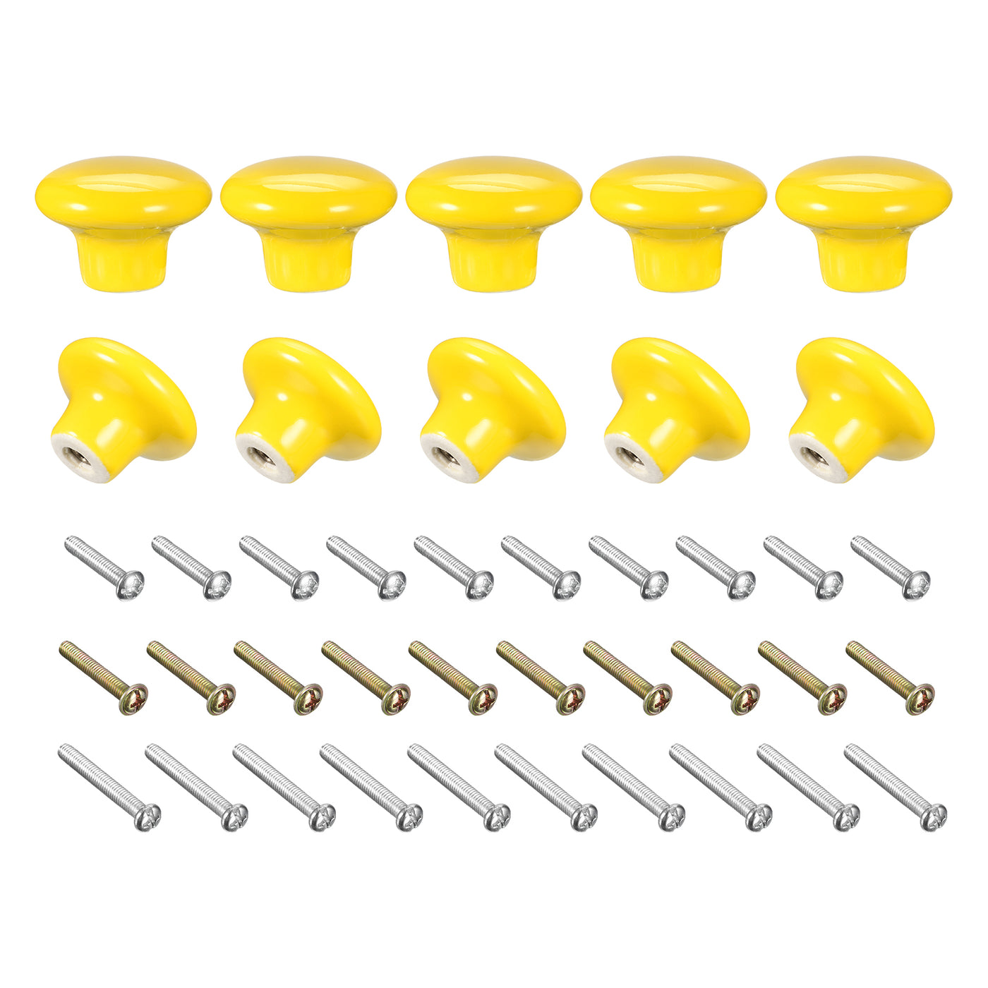 uxcell Uxcell Ceramic Drawer Knobs 10pcs Mushroom Shape Pulls 1.1"x1.5" for Dresser(Yellow)