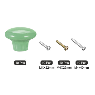 Harfington Uxcell Ceramic Drawer Knobs 10pcs Mushroom Shape Pulls 1.1"x1.5" for Dresser(Green)
