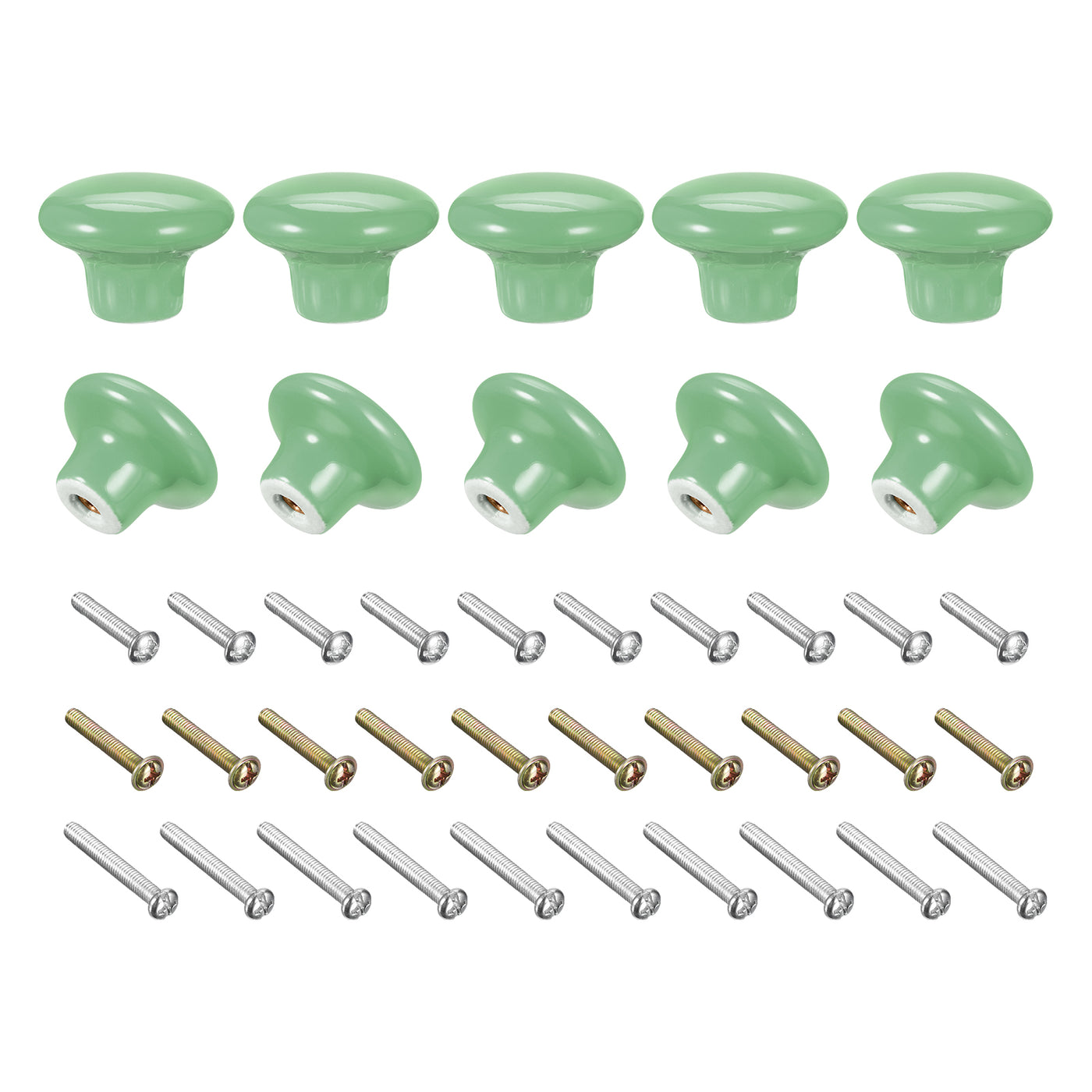 uxcell Uxcell Ceramic Drawer Knobs 10pcs Mushroom Shape Pulls 1.1"x1.5" for Dresser(Green)