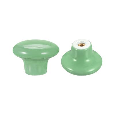Harfington Uxcell Ceramic Drawer Knobs 15pcs Mushroom Shape Pulls 1.1"x1.5" for Dresser(Green)