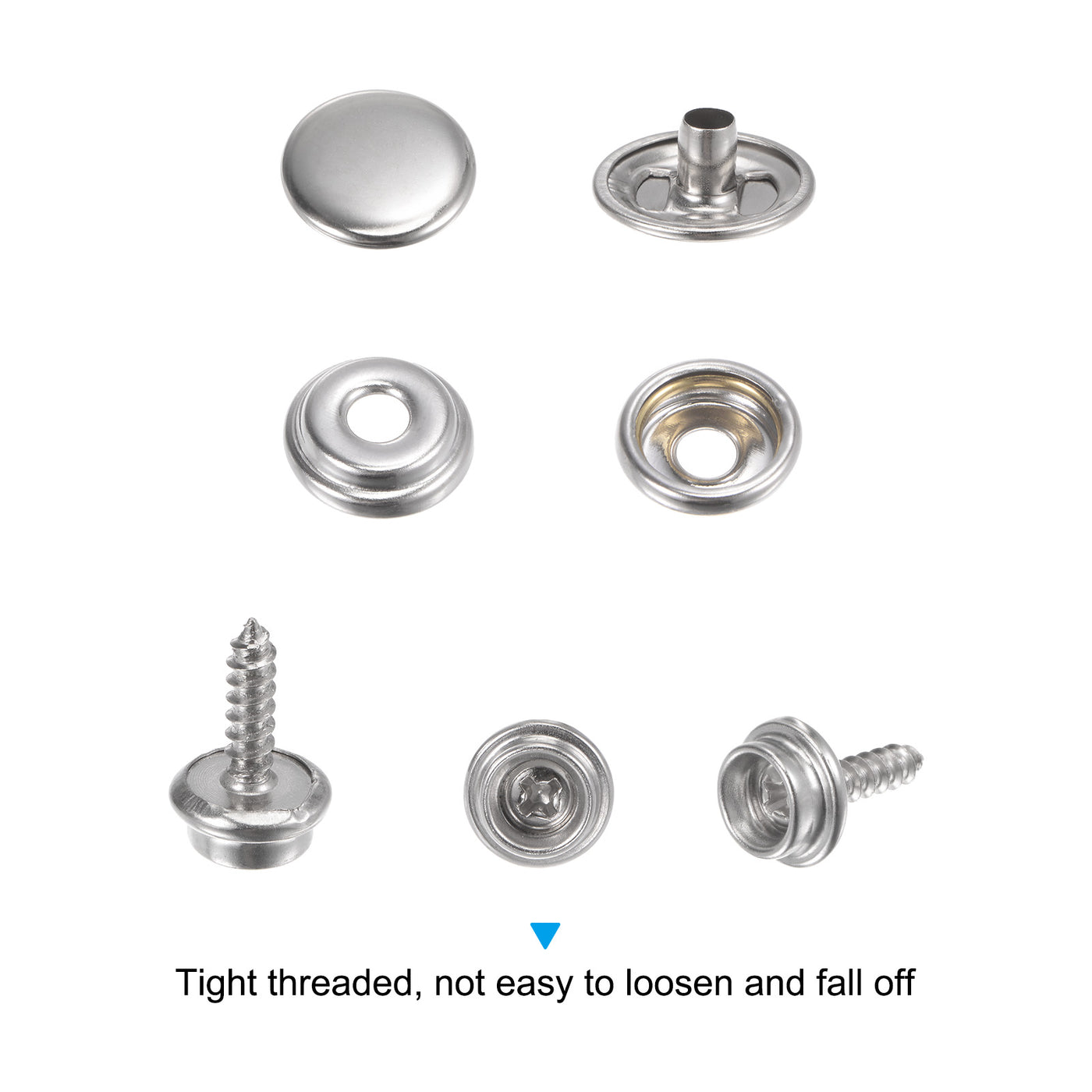 Harfington 25 Sets Screw Snap Kit 15mm Stainless Steel Snaps Button with Tool, Silver Tone