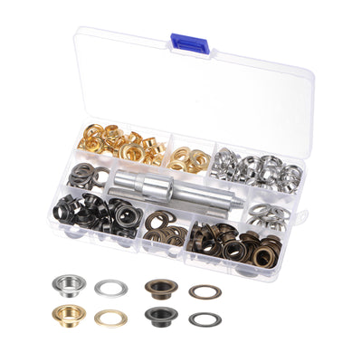 Harfington 4 Colors Grommet Kit 100 Set 10mmx17mm Dia Copper Grommets Eyelets with Tools
