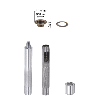 Harfington Grommet Kit 100 Set 10mmx17mm Dia Copper Grommets Eyelets with Tools Bronze Tone