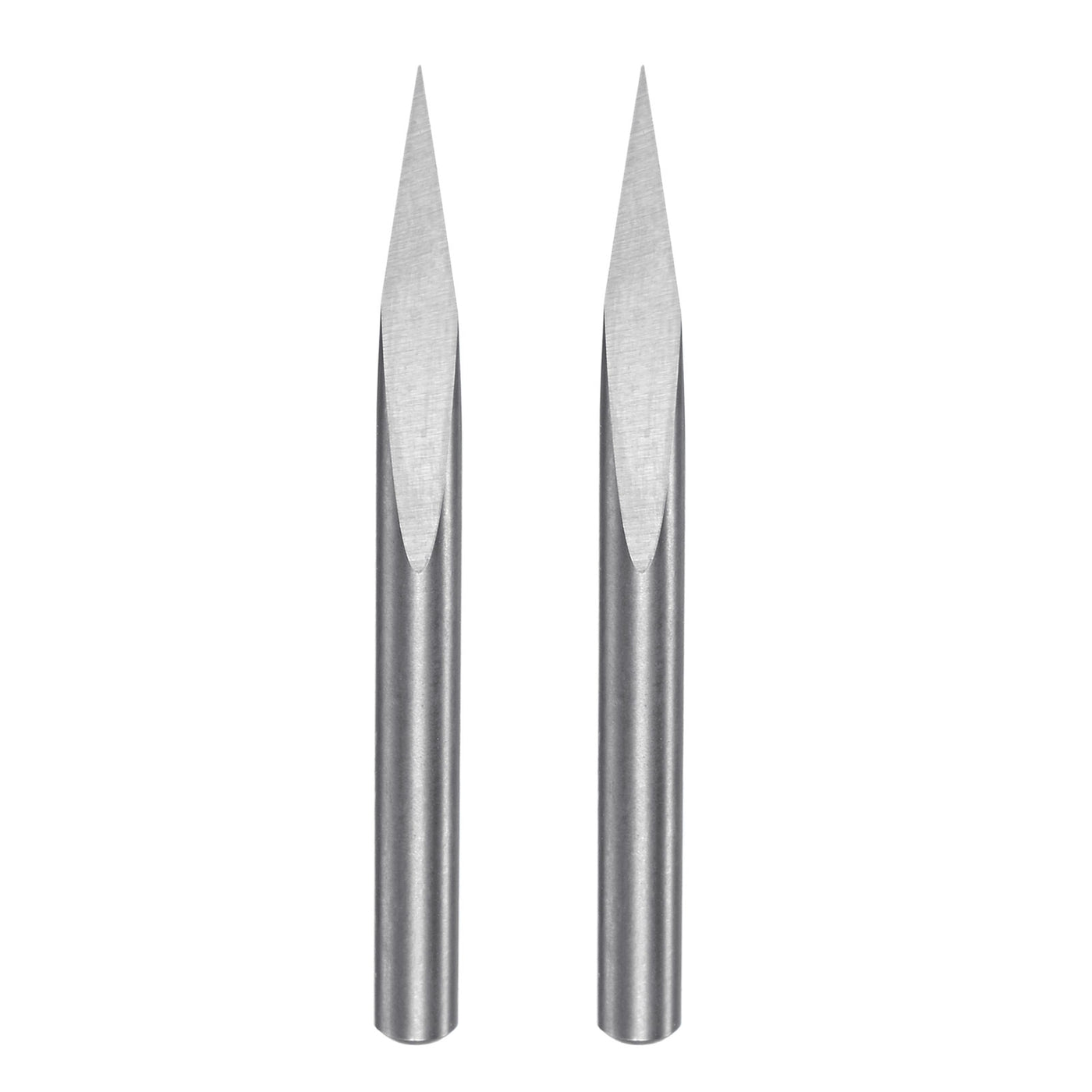 Harfington 3.175mm Shank 0.1mm Tip 20 Degree Carbide 3 Flutes Wood Engraving CNC Bit 2pcs