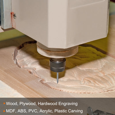 Harfington 3.175mm Shank 0.2mm Tip 20 Degree Carbide 3 Flutes Wood Engraving CNC Bit 2pcs