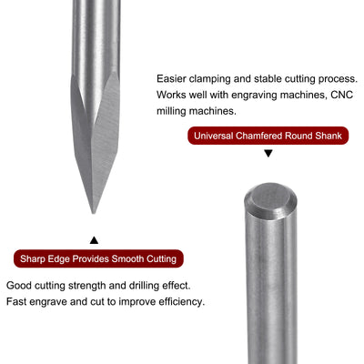 Harfington 4mm Shank 0.2mm Tip 30 Degree Carbide 3 Flutes Wood Engraving CNC Bit 2pcs