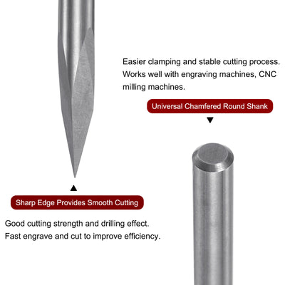 Harfington 6mm Shank 0.2mm Tip 20 Degree Carbide 3 Flutes Wood Engraving CNC Bit