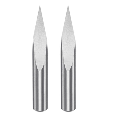 Harfington 6mm Shank 0.2mm Tip 20 Degree Carbide 3 Flutes Wood Engraving CNC Bit 2pcs